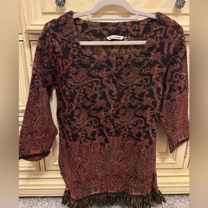 Soft Surroundings Thick Paisley Top with Fringe